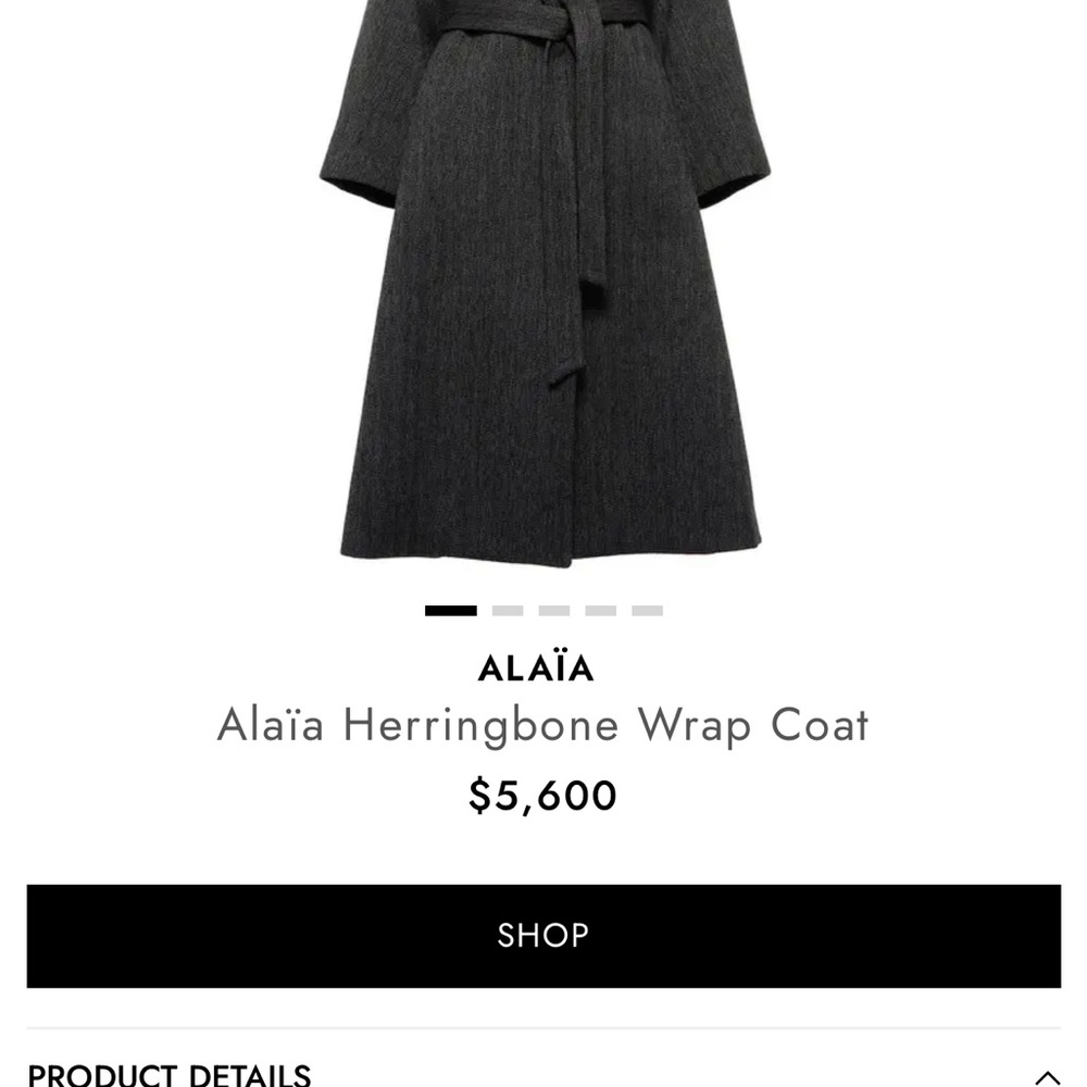 Alaia herringbone wrap coat ankle length 2023